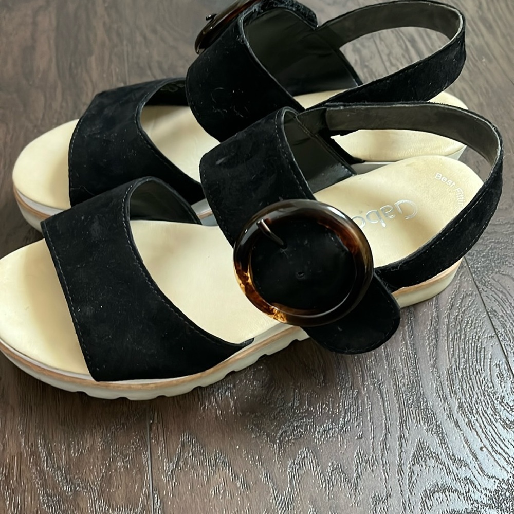 Gabor Black Sandal Platform Buckle 7.5